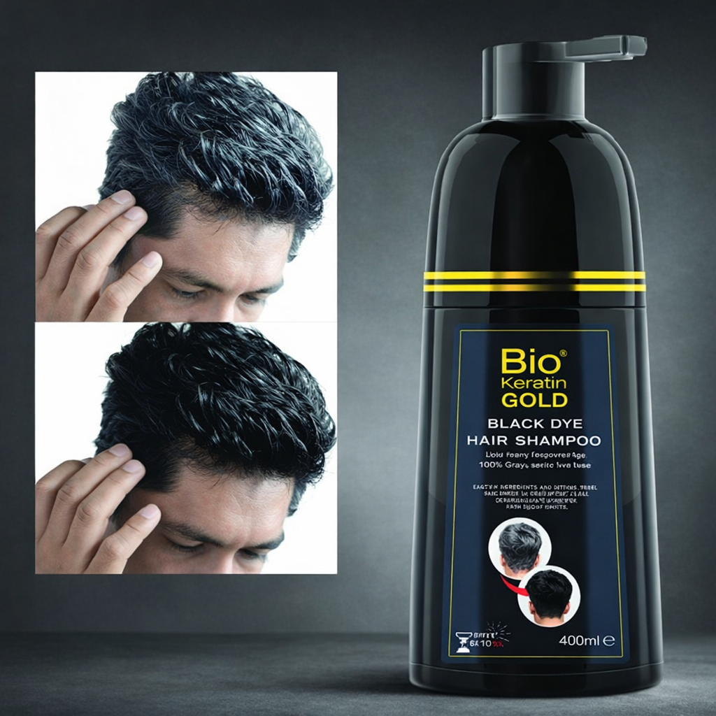 bio keratin gold przyciemnianie włosów szybko działający szampon farbujący na czarno 400 ml